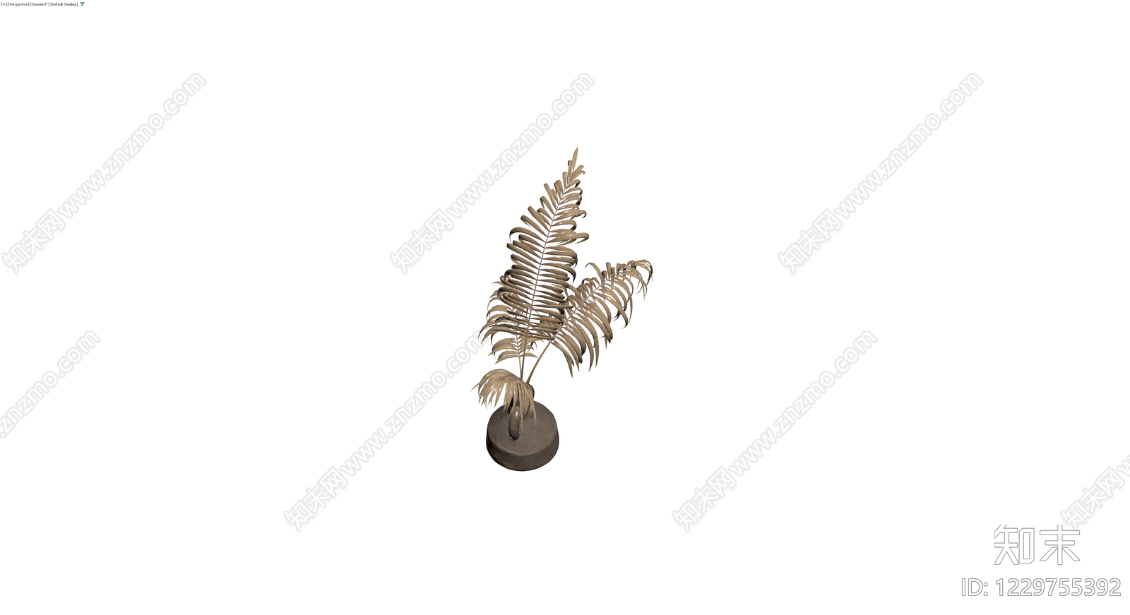 陶罐插棕榈叶盆栽3D模型下载【ID:1229755392】