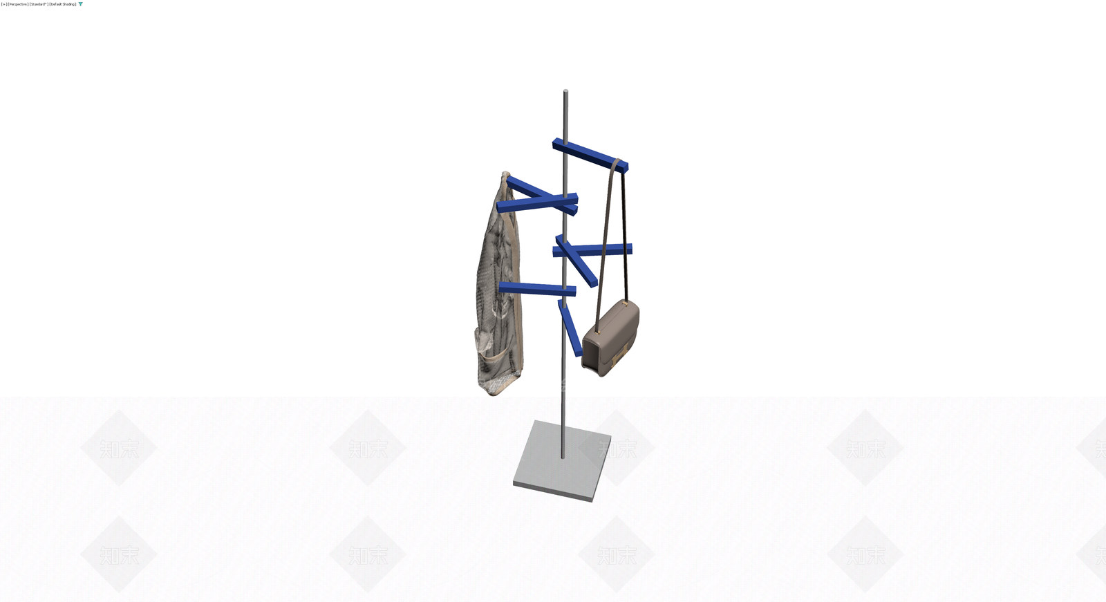 落地衣帽架（含挂饰）3D模型下载【ID:1230722154】