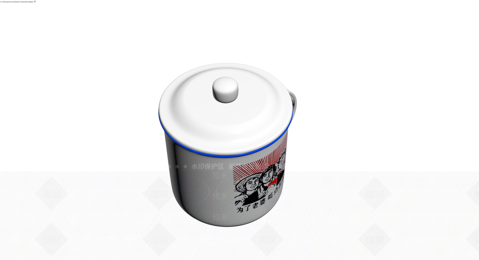 复古搪瓷印花杯3D模型下载【ID:1230707319】