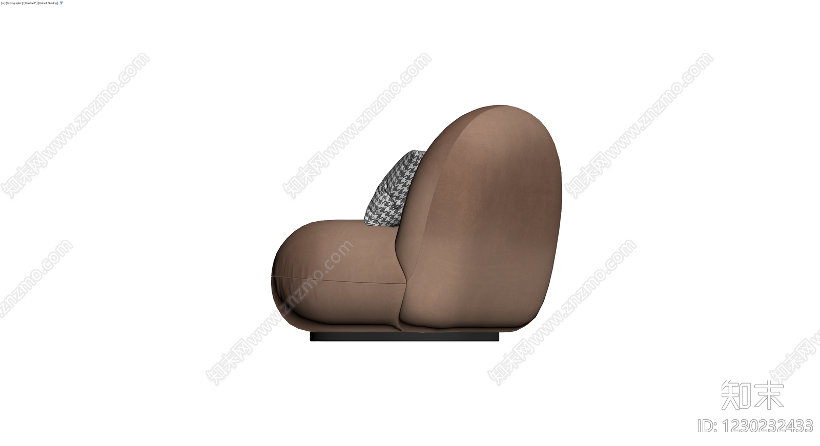 棕色弧形单人沙发3D模型下载【ID:1230232433】