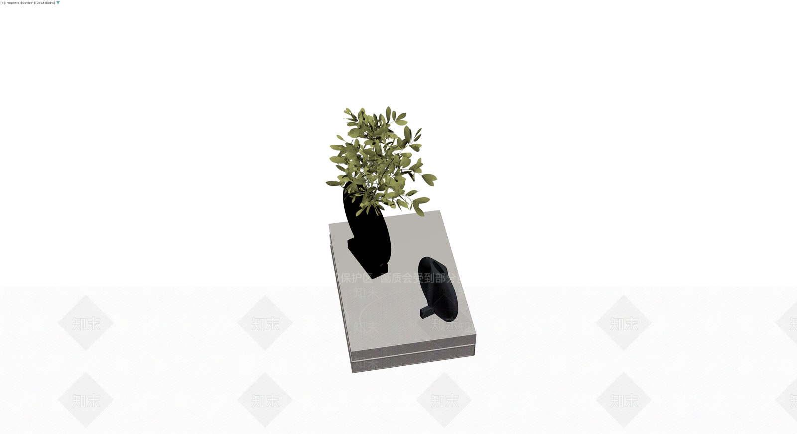 黑花瓶与绿植盆栽组合3D模型下载【ID:1230564269】