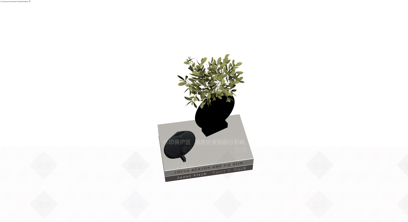 黑花瓶与绿植盆栽组合3D模型下载【ID:1230564269】