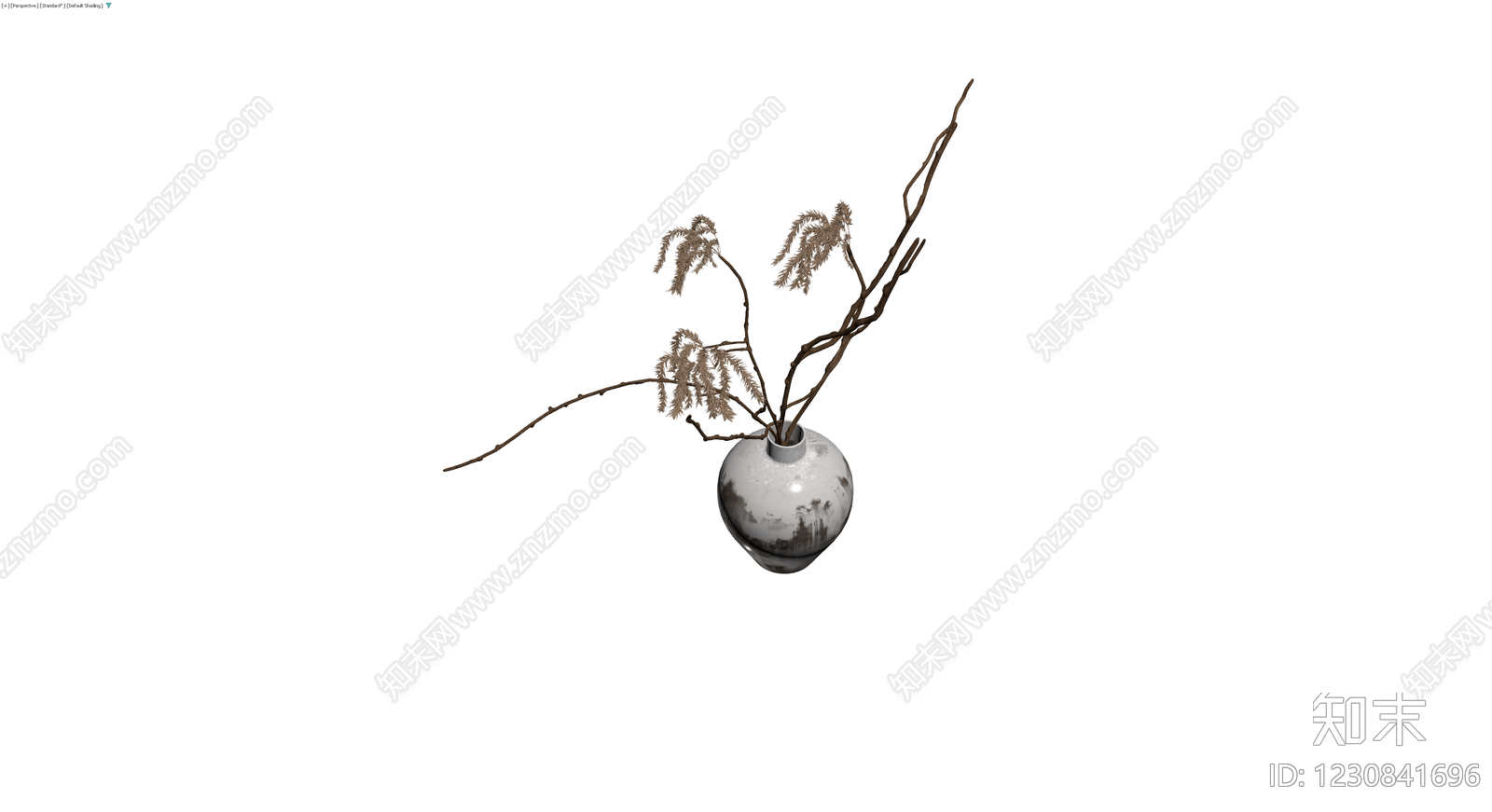 带盆干枝插花装饰3D模型下载【ID:1230841696】