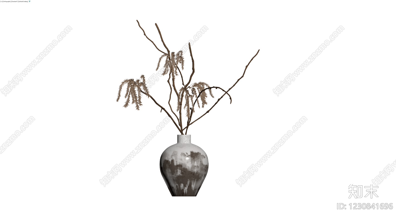 带盆干枝插花装饰3D模型下载【ID:1230841696】