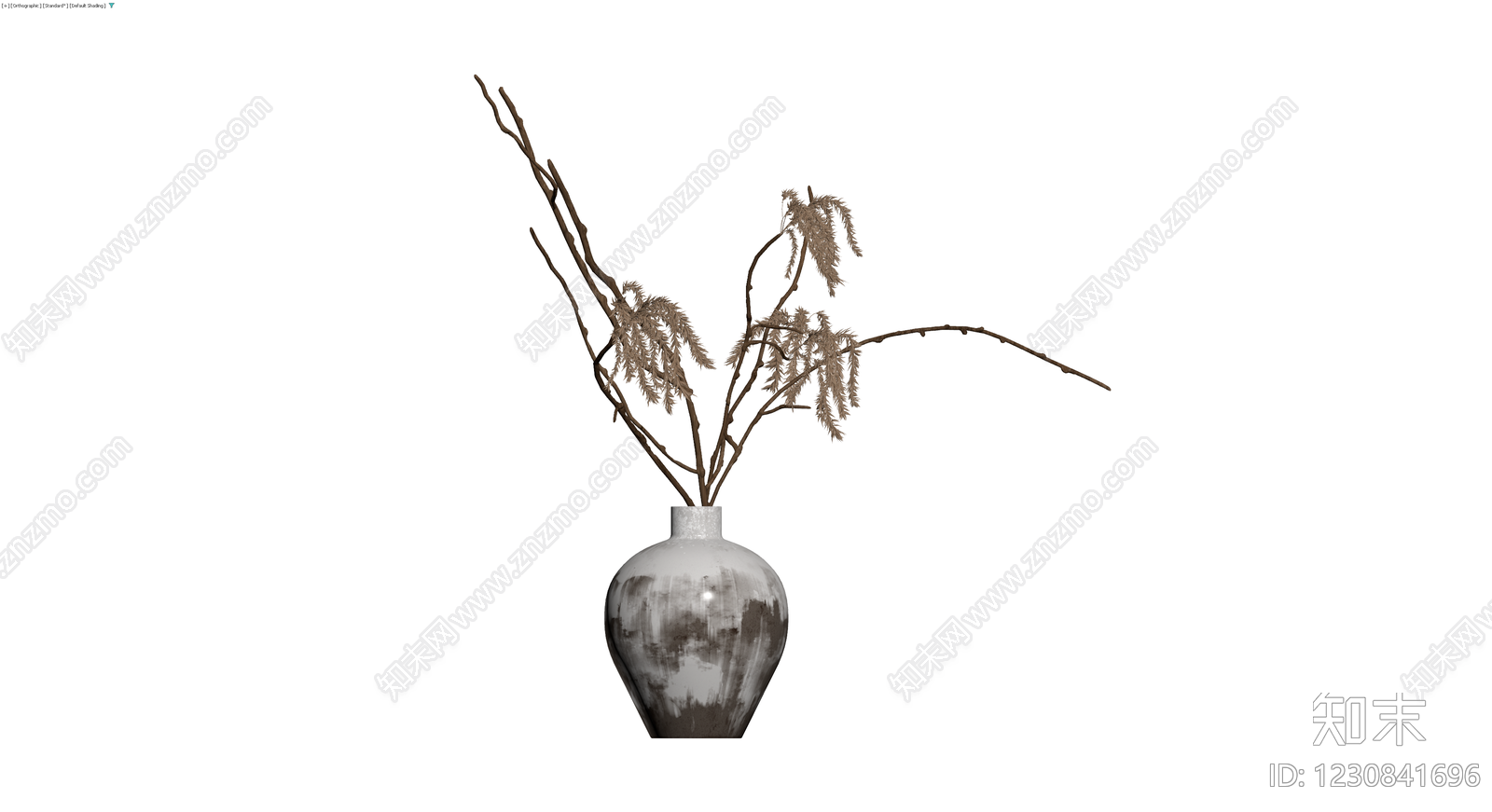 带盆干枝插花装饰3D模型下载【ID:1230841696】