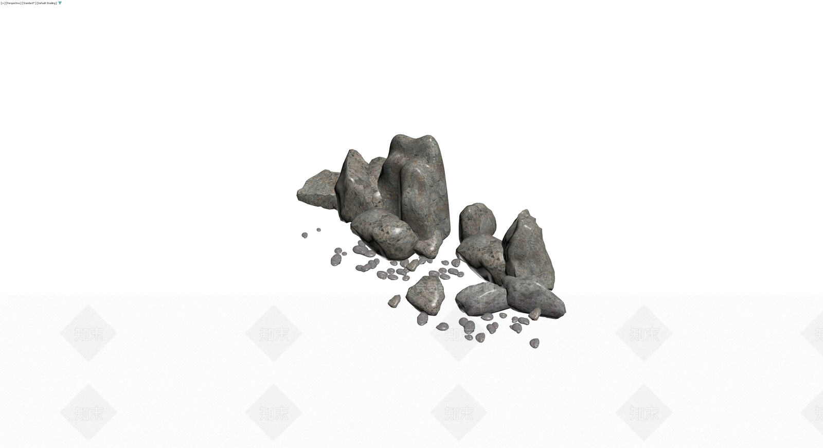景观岩石与鹅卵石组合3D模型下载【ID:1230187600】