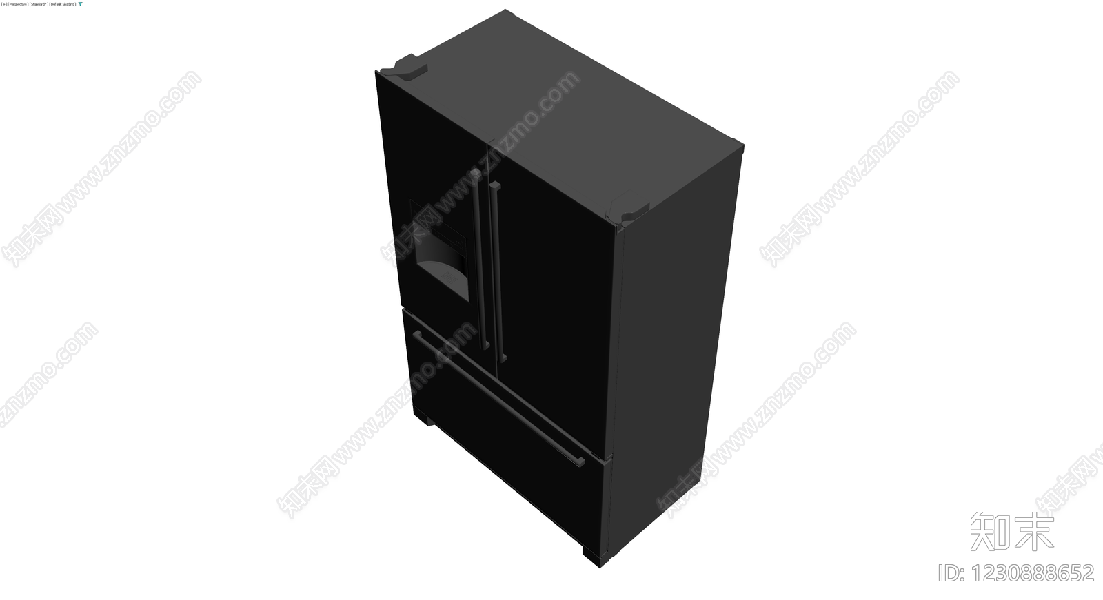 黑色法式多门冰箱3D模型下载【ID:1230888652】