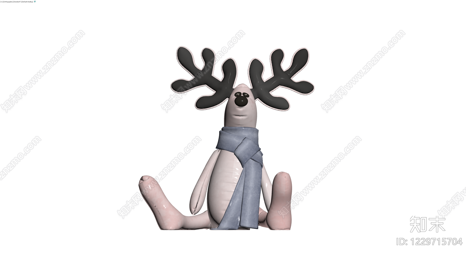 坐姿驯鹿毛绒玩具3D模型下载【ID:1229715704】