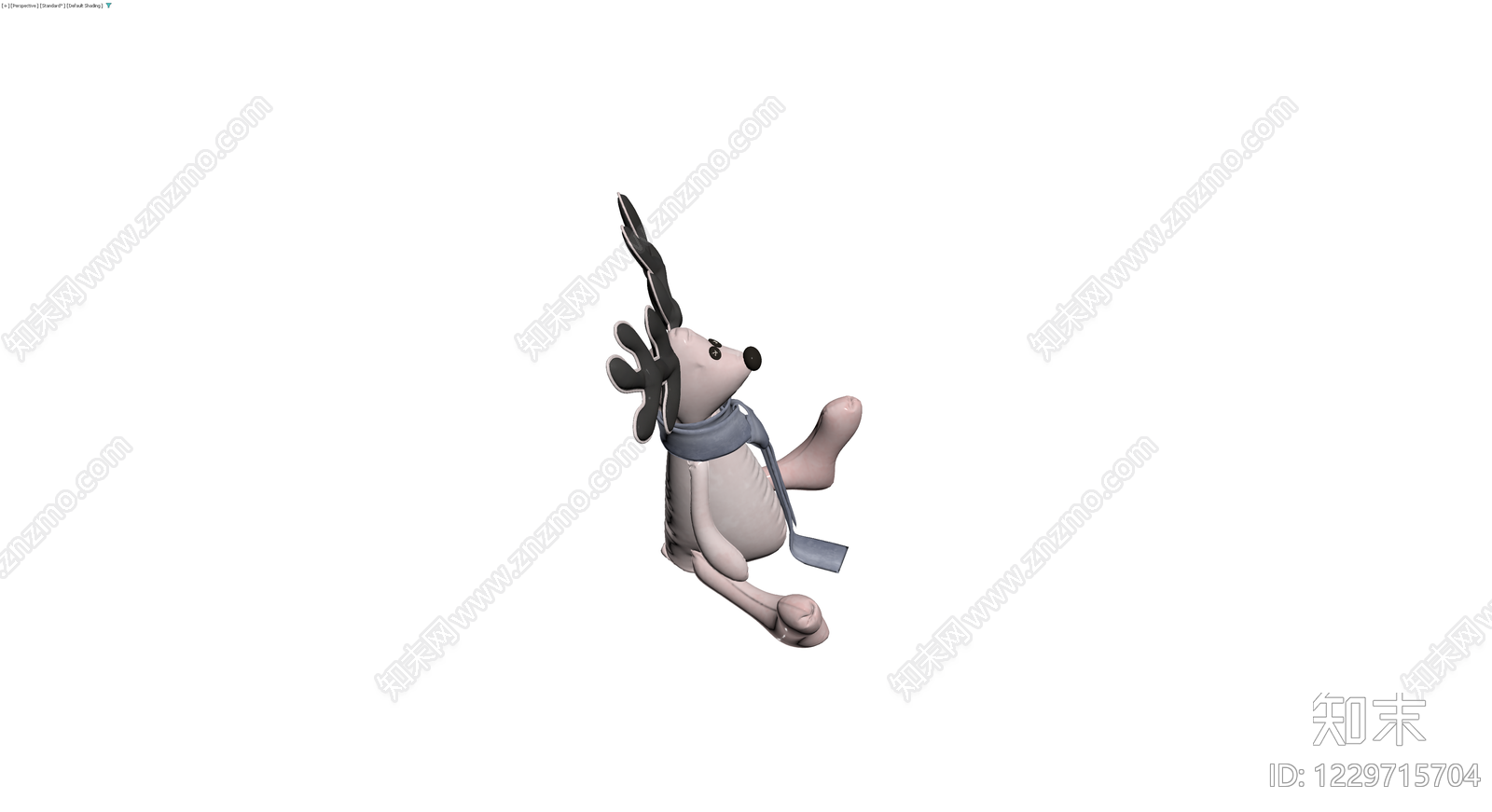 坐姿驯鹿毛绒玩具3D模型下载【ID:1229715704】