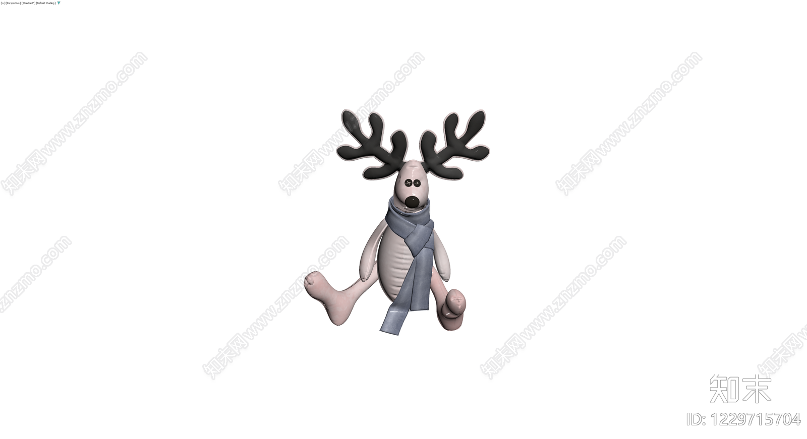 坐姿驯鹿毛绒玩具3D模型下载【ID:1229715704】