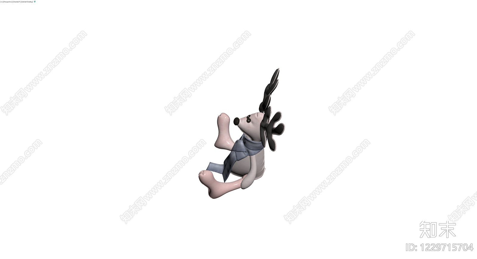 坐姿驯鹿毛绒玩具3D模型下载【ID:1229715704】