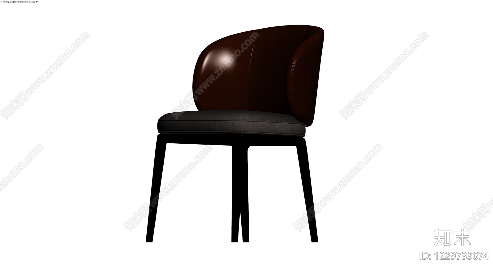 深褐色皮革软包椅3D模型下载【ID:1229733674】