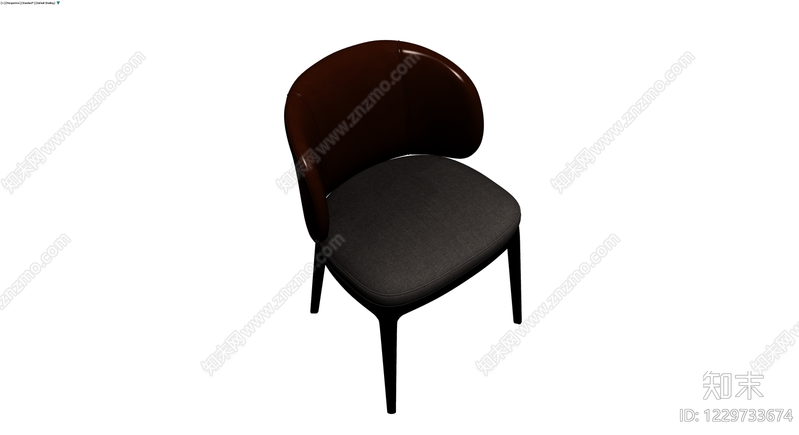 深褐色皮革软包椅3D模型下载【ID:1229733674】