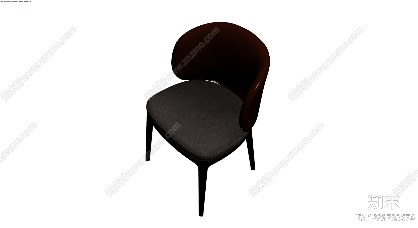 深褐色皮革软包椅3D模型下载【ID:1229733674】