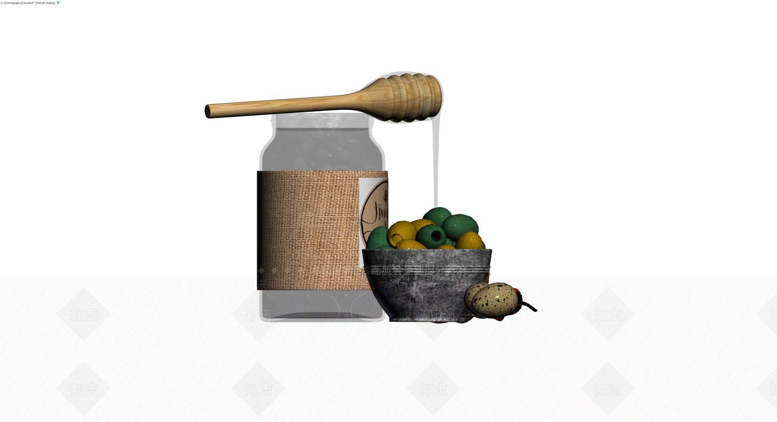 蜂蜜罐与食材组合模型3D模型下载【ID:1229868550】