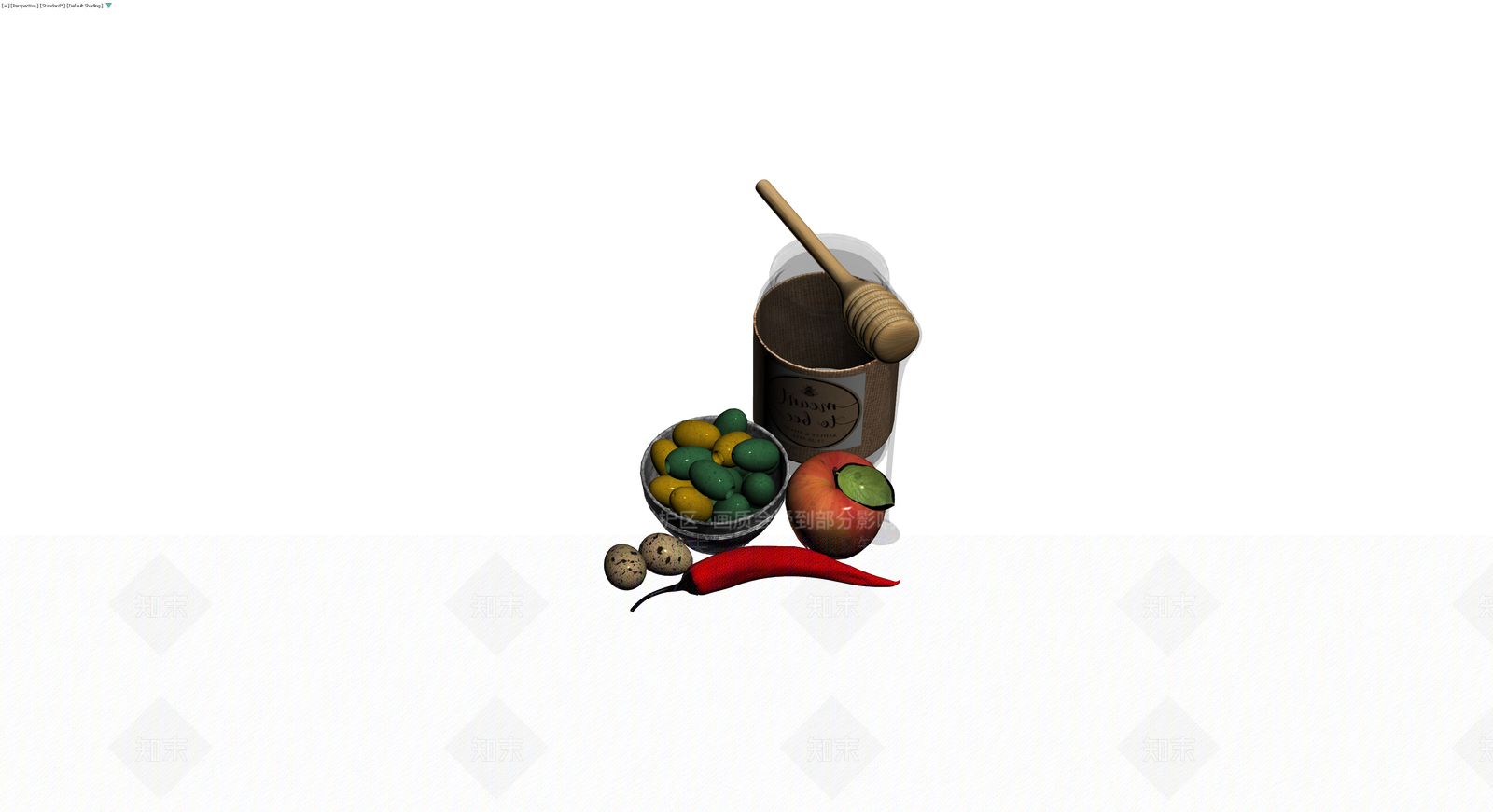 蜂蜜罐与食材组合模型3D模型下载【ID:1229868550】