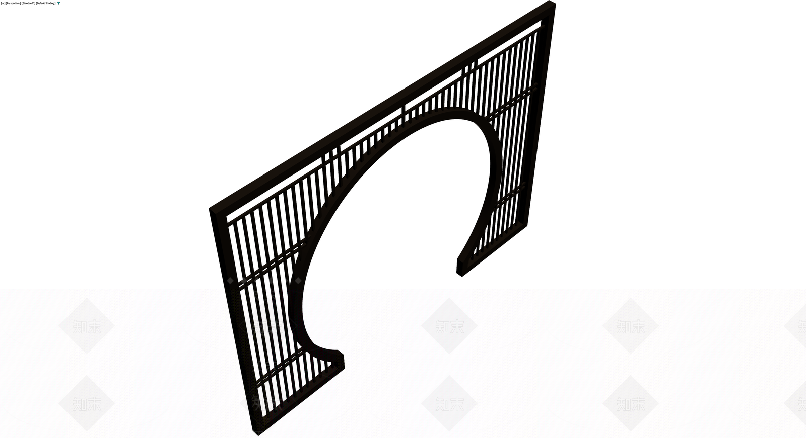 中式拱形格栅屏风3D模型下载【ID:1230583491】