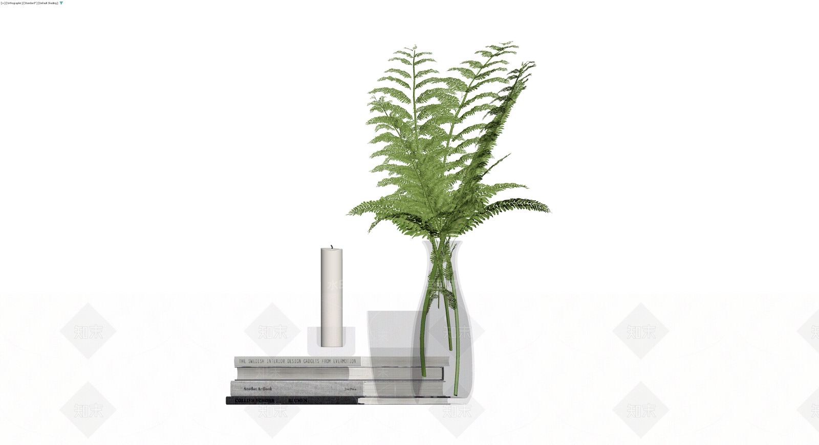书籍花瓶水杯组合3D模型下载【ID:1229639974】