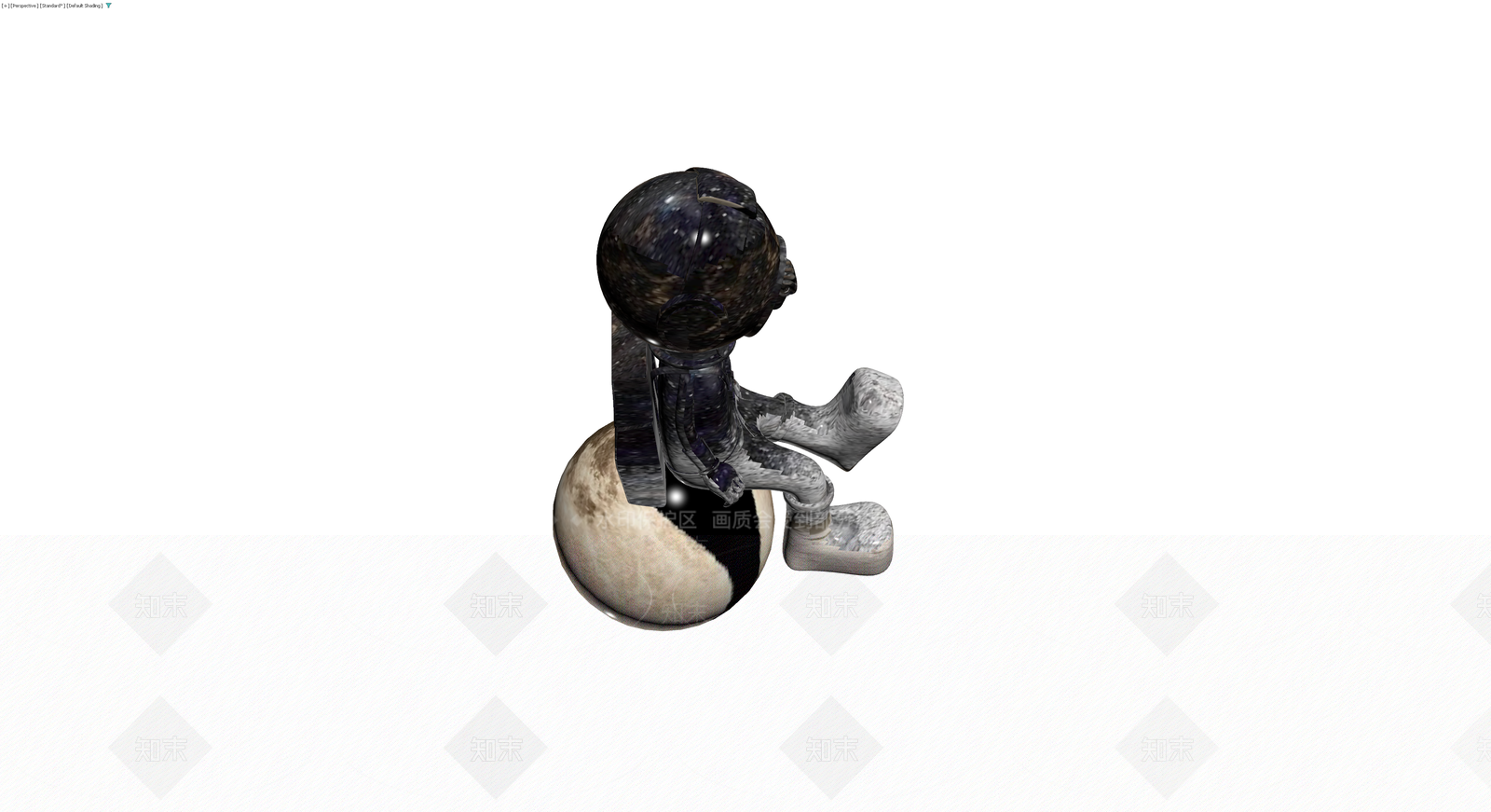 宇航员坐月球雕塑3D模型下载【ID:1230384037】