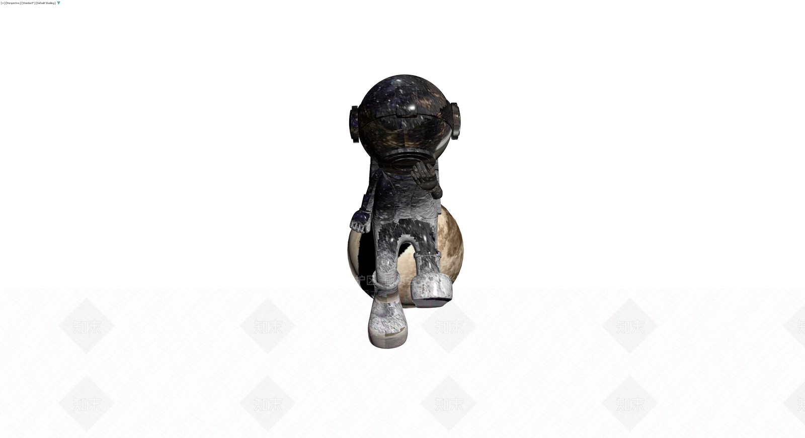 宇航员坐月球雕塑3D模型下载【ID:1230384037】