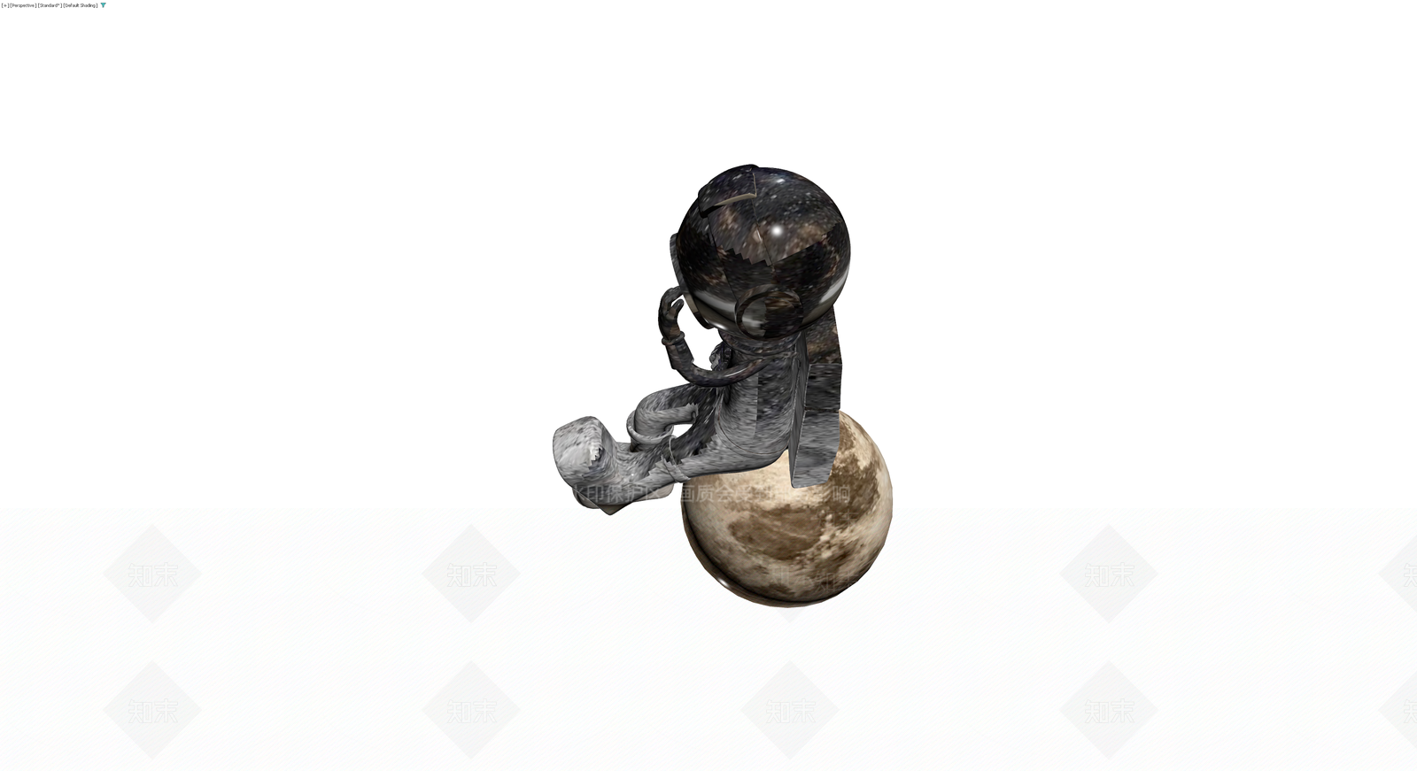 宇航员坐月球雕塑3D模型下载【ID:1230384037】