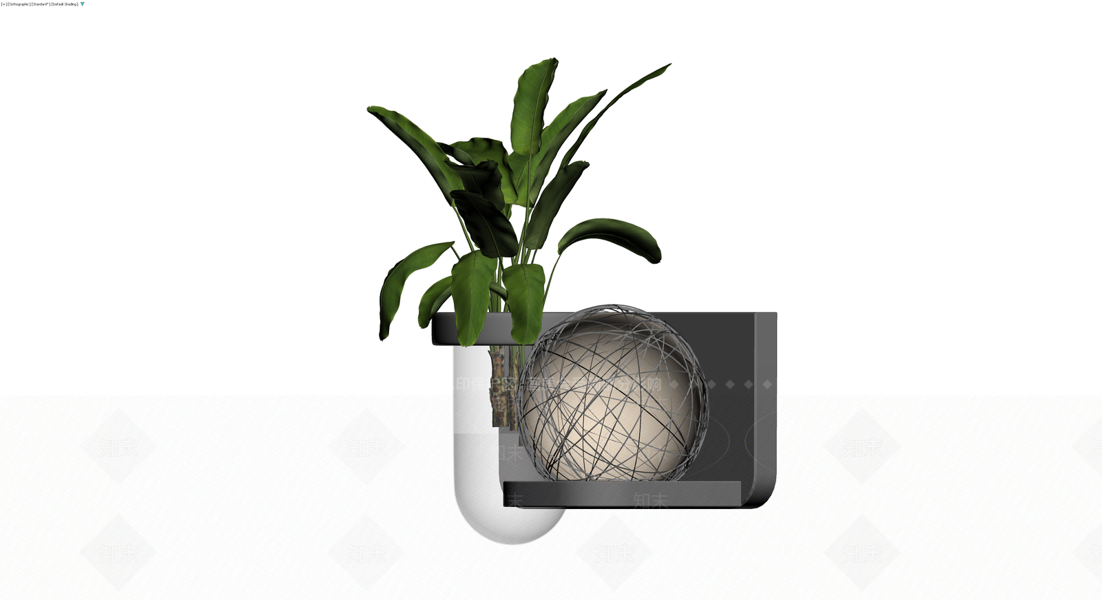 组合盆栽与球形装饰3D模型下载【ID:1229902349】