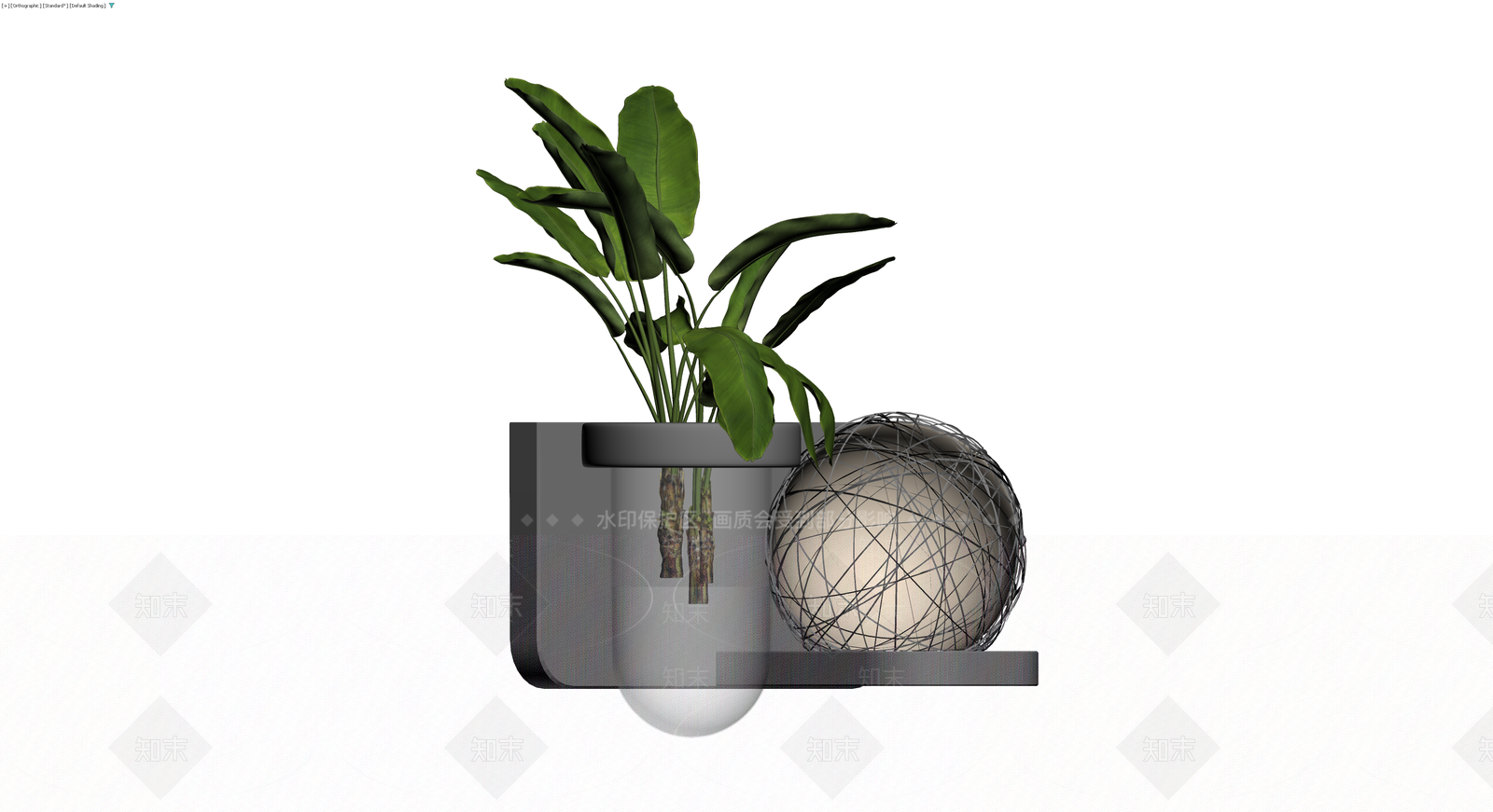 组合盆栽与球形装饰3D模型下载【ID:1229902349】