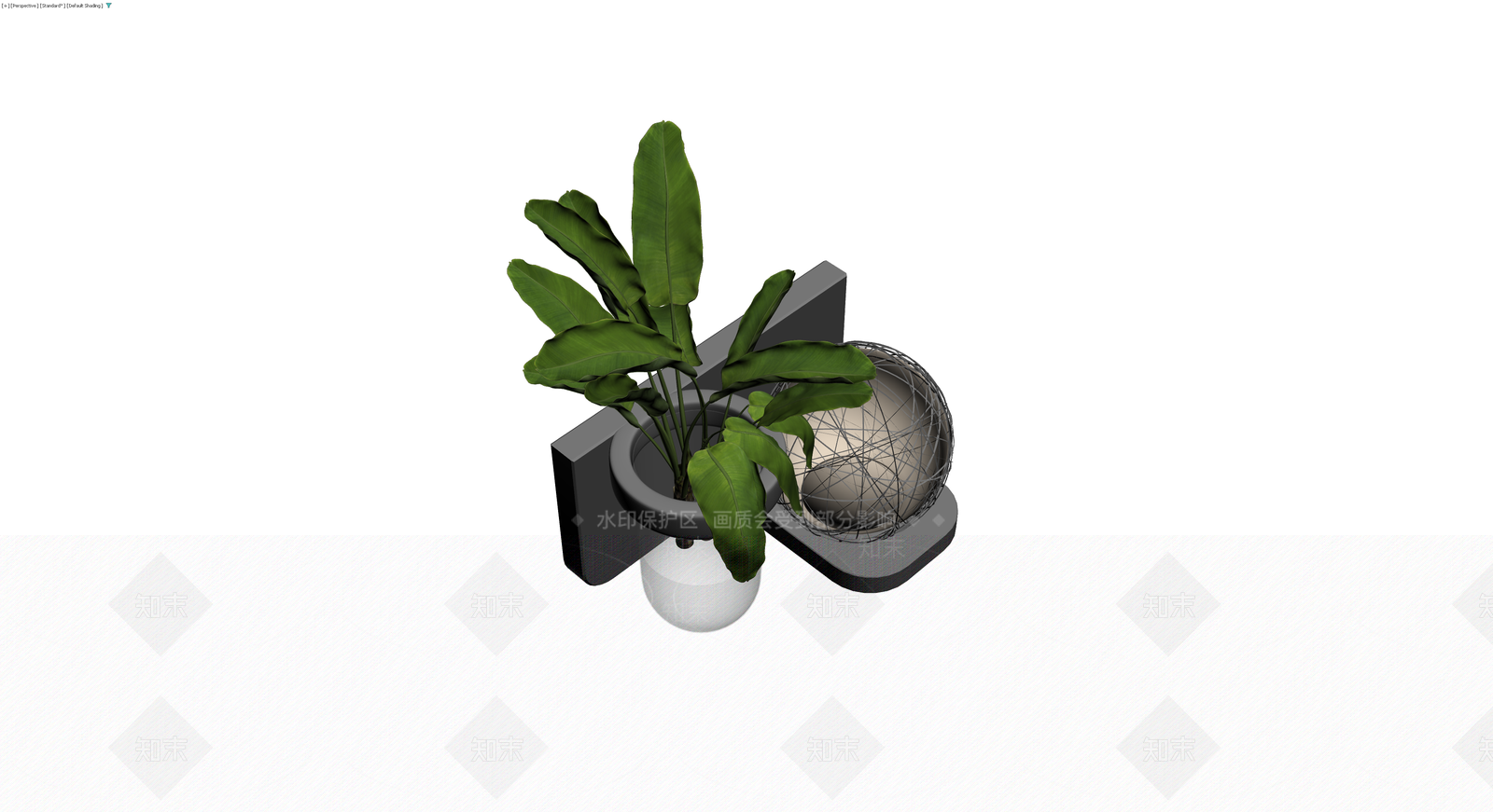 组合盆栽与球形装饰3D模型下载【ID:1229902349】