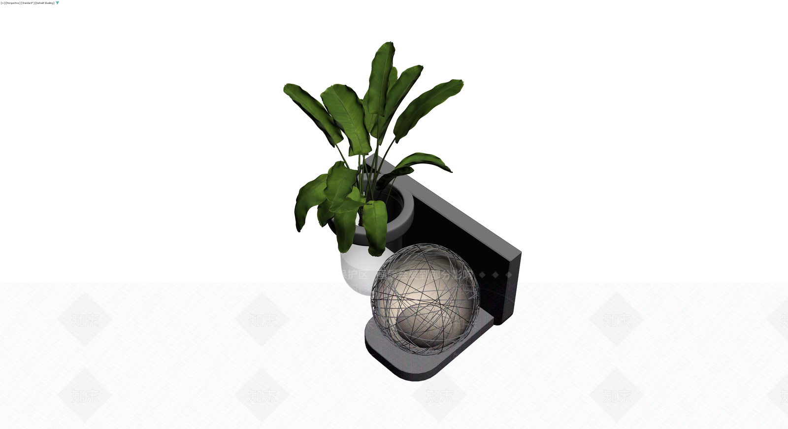 组合盆栽与球形装饰3D模型下载【ID:1229902349】