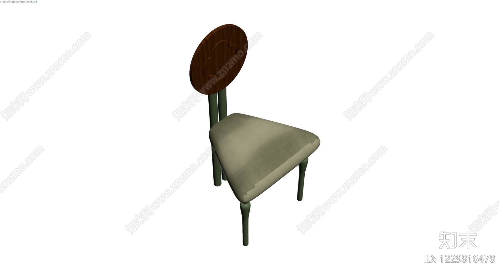 木质靠背软包餐椅3D模型下载【ID:1229816478】