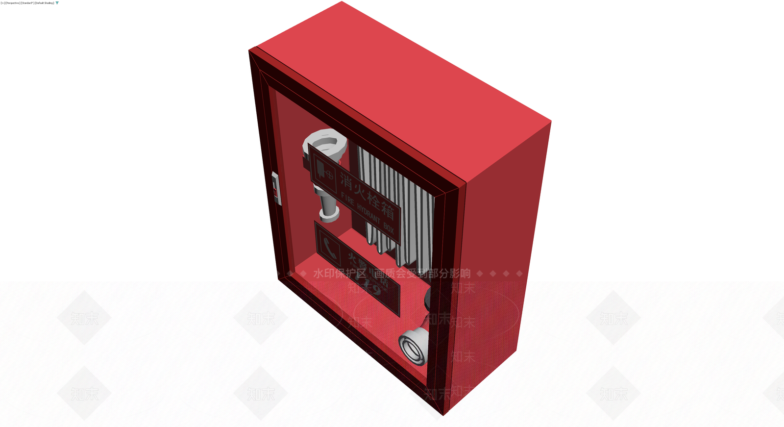红色消防栓箱组件3D模型下载【ID:1230150631】