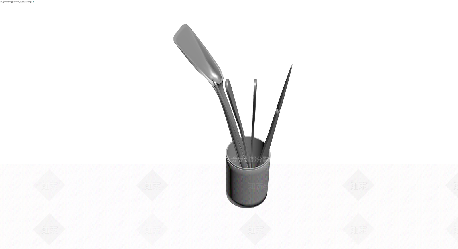 灰色厨具收纳筒3D模型下载【ID:1230577754】