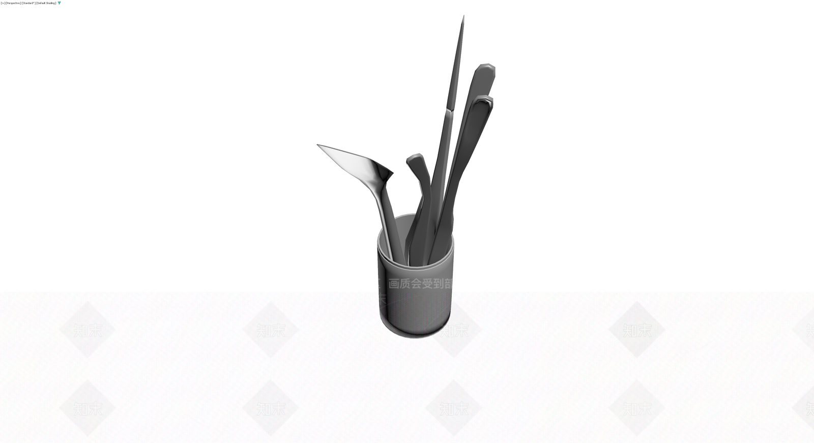 灰色厨具收纳筒3D模型下载【ID:1230577754】