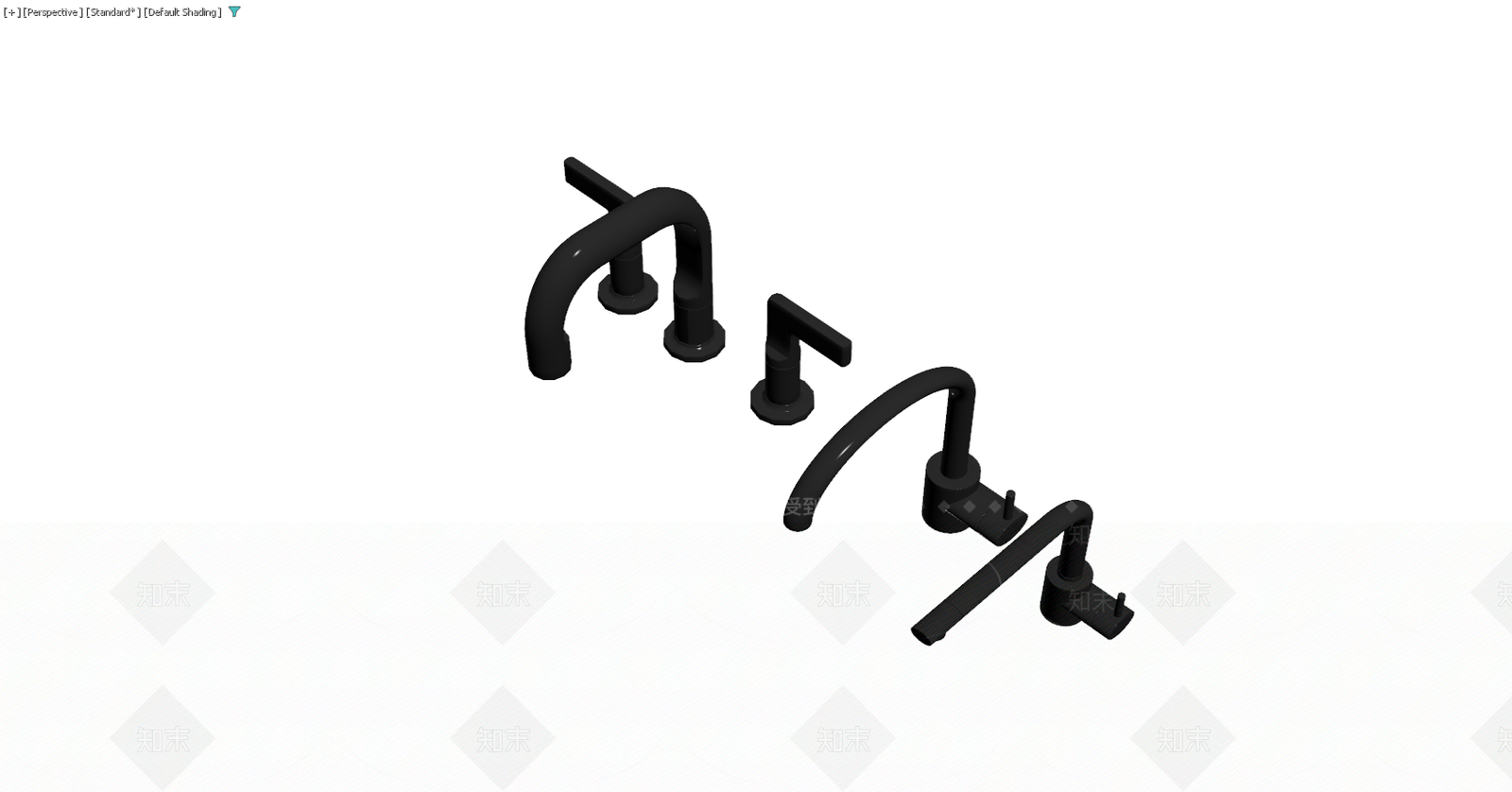 黑色哑光水龙头组合3D模型下载【ID:1229585960】