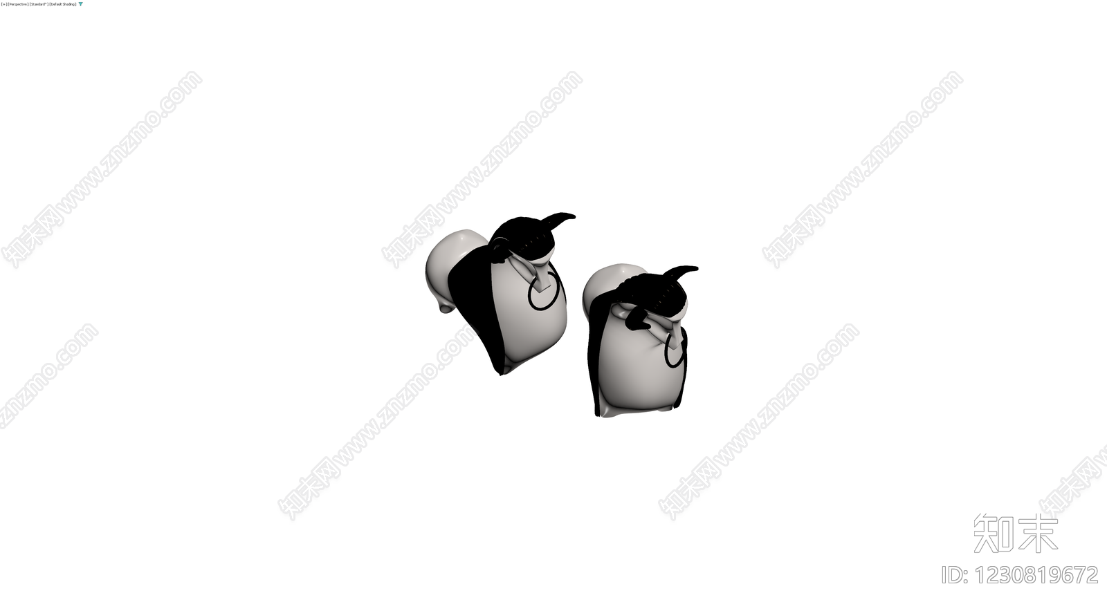 黑白风格公牛雕塑3D模型下载【ID:1230819672】