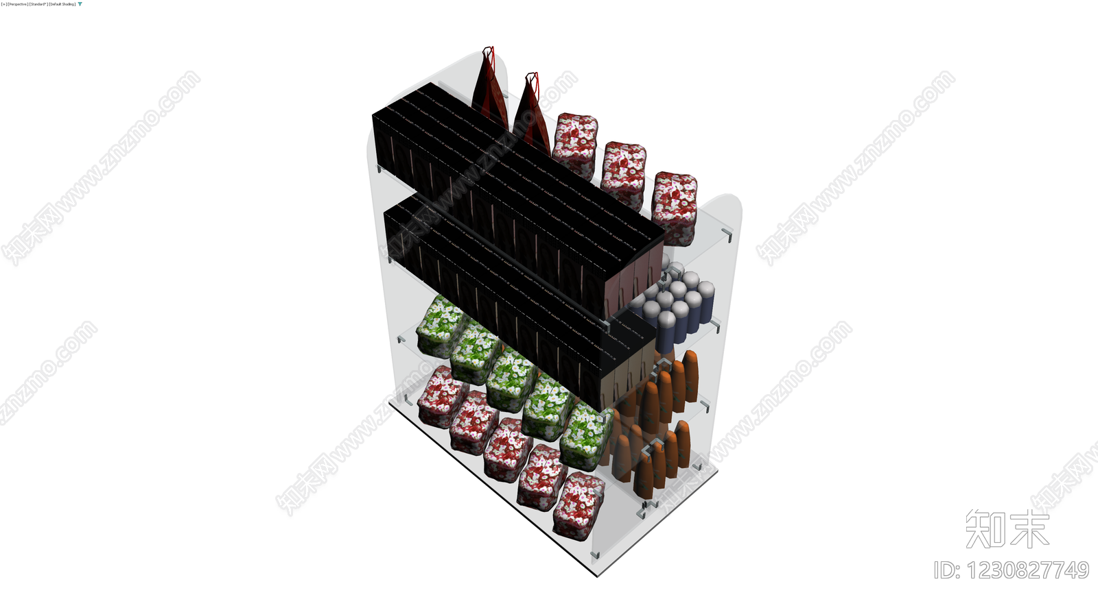陈列架及商品组合3D模型下载【ID:1230827749】