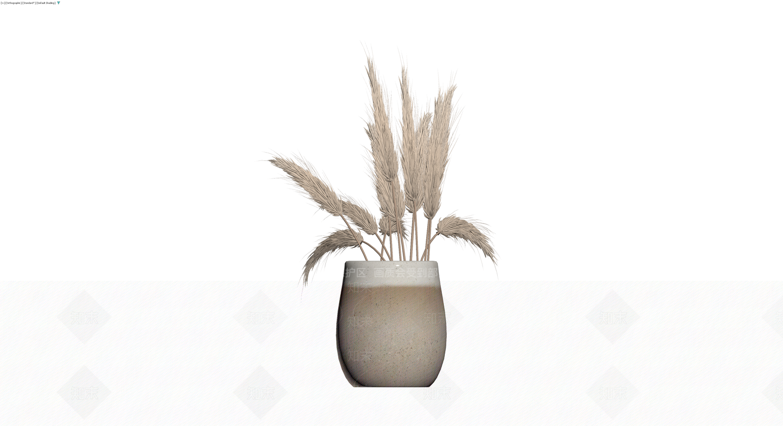 陶瓷花瓶与麦穗盆栽3D模型下载【ID:1230333520】