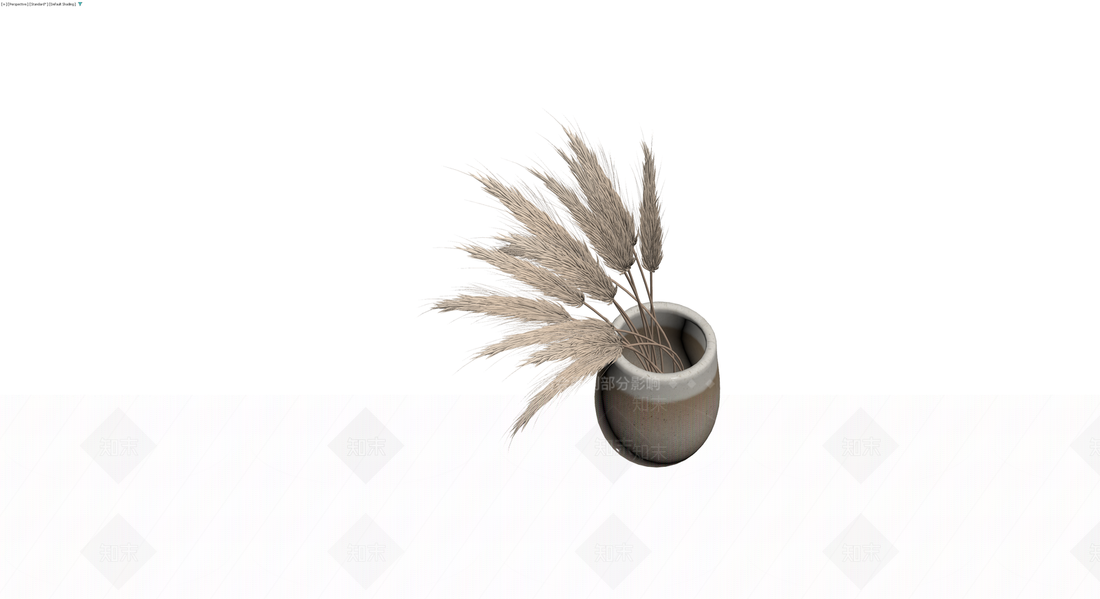 陶瓷花瓶与麦穗盆栽3D模型下载【ID:1230333520】