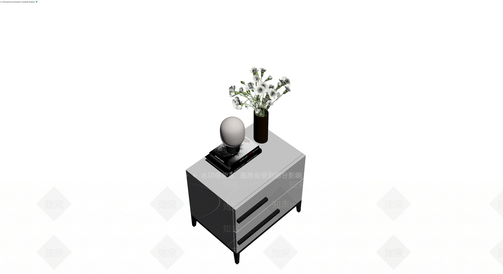 床头柜组合摆件3D模型下载【ID:1230637058】