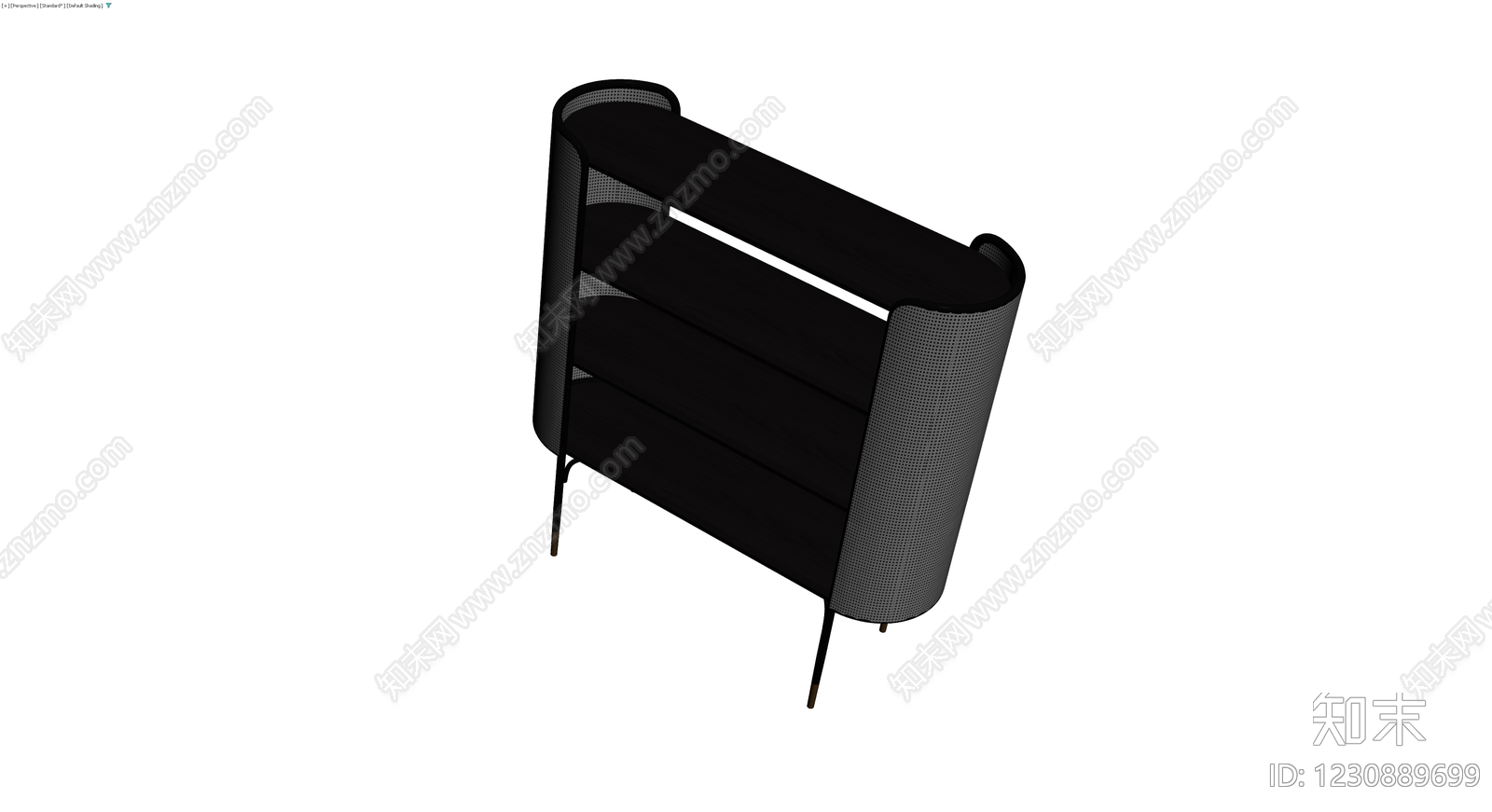 黑色藤编弧形斗柜3D模型下载【ID:1230889699】