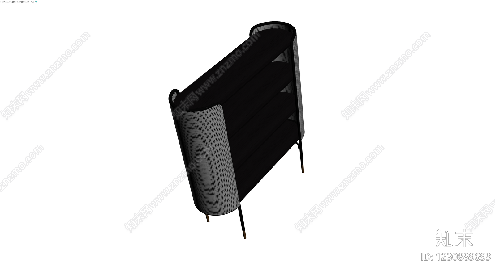 黑色藤编弧形斗柜3D模型下载【ID:1230889699】