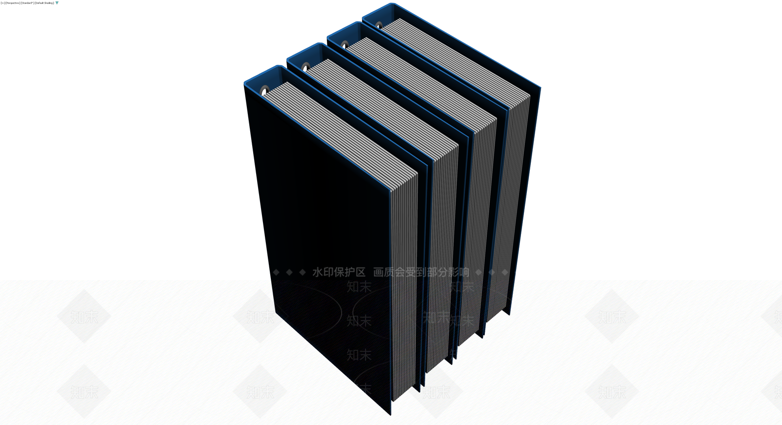 蓝色办公文件夹组合3D模型下载【ID:1230550718】