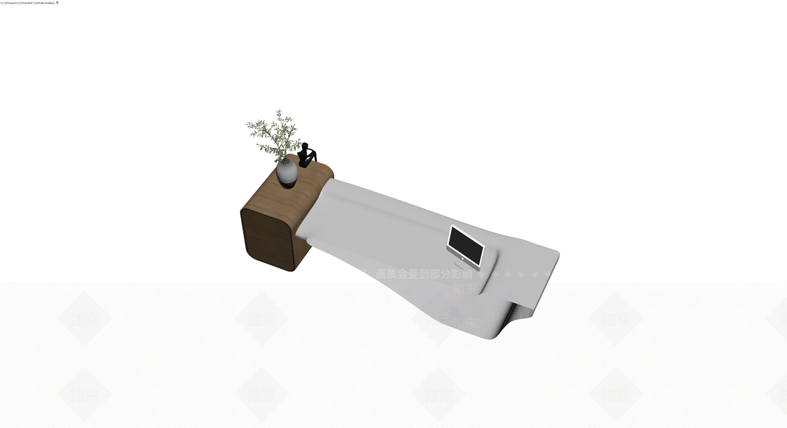 流线型现代书桌组合3D模型下载【ID:1230140714】