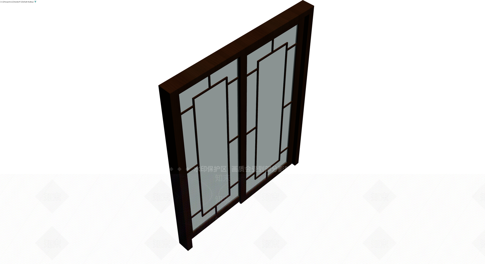 深木色双开玻璃隔断门3D模型下载【ID:1230659798】