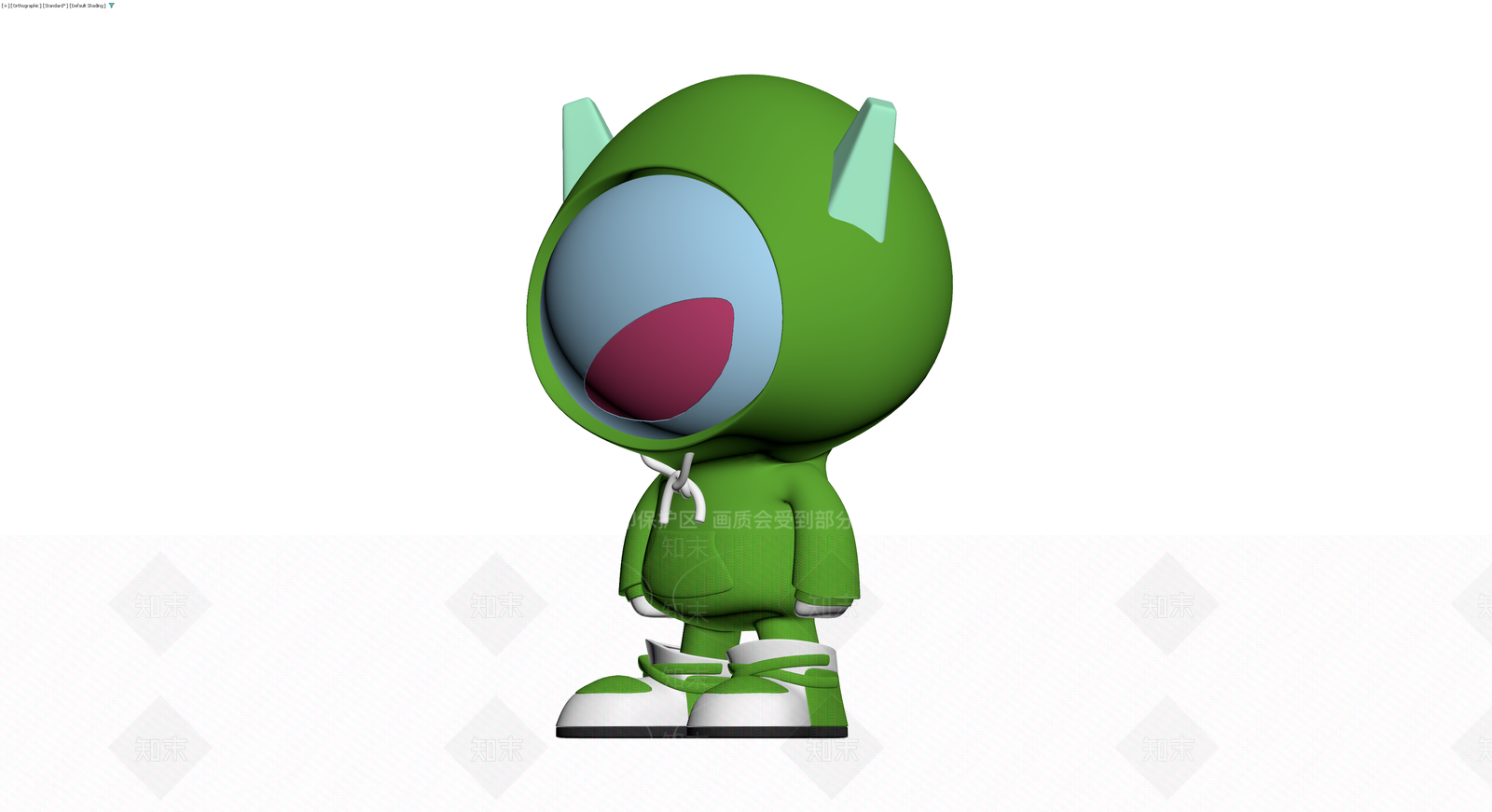 绿色卡通连帽人偶模型3D模型下载【ID:1229627541】