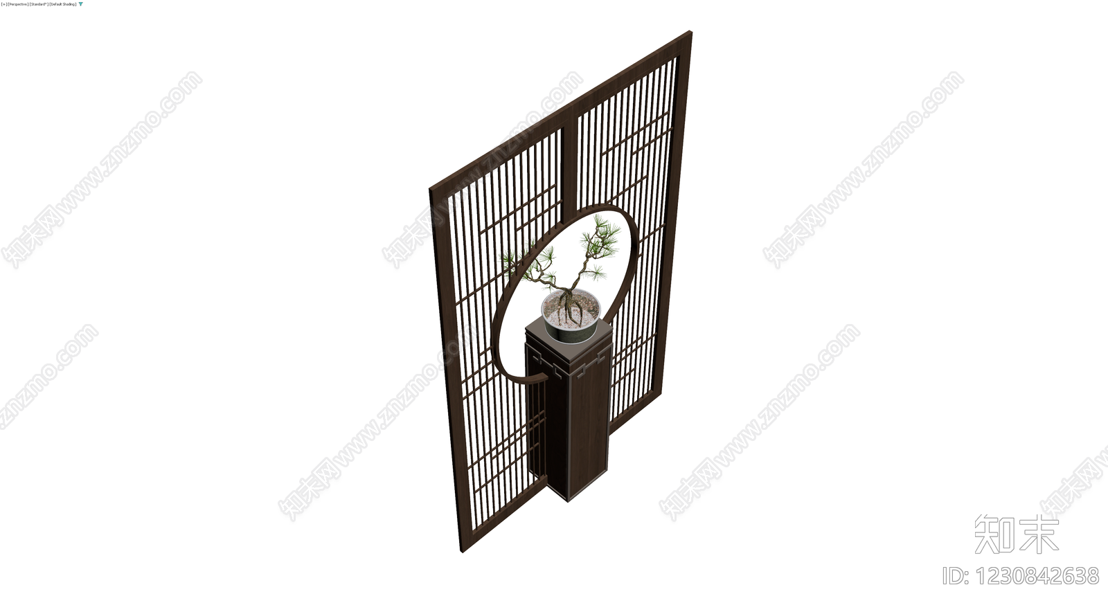 新中式屏风盆景组合3D模型下载【ID:1230842638】