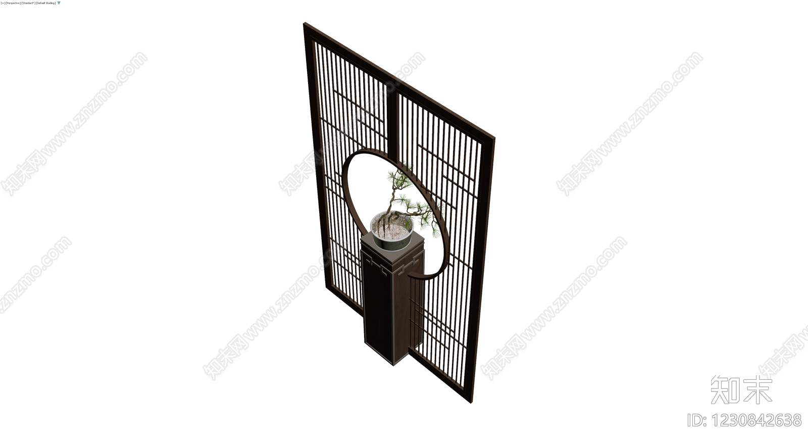 新中式屏风盆景组合3D模型下载【ID:1230842638】