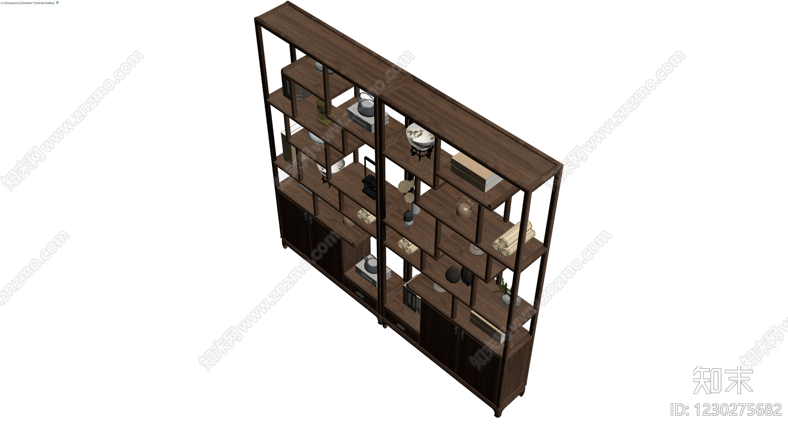 新中式多宝阁陈列架3D模型下载【ID:1230275682】