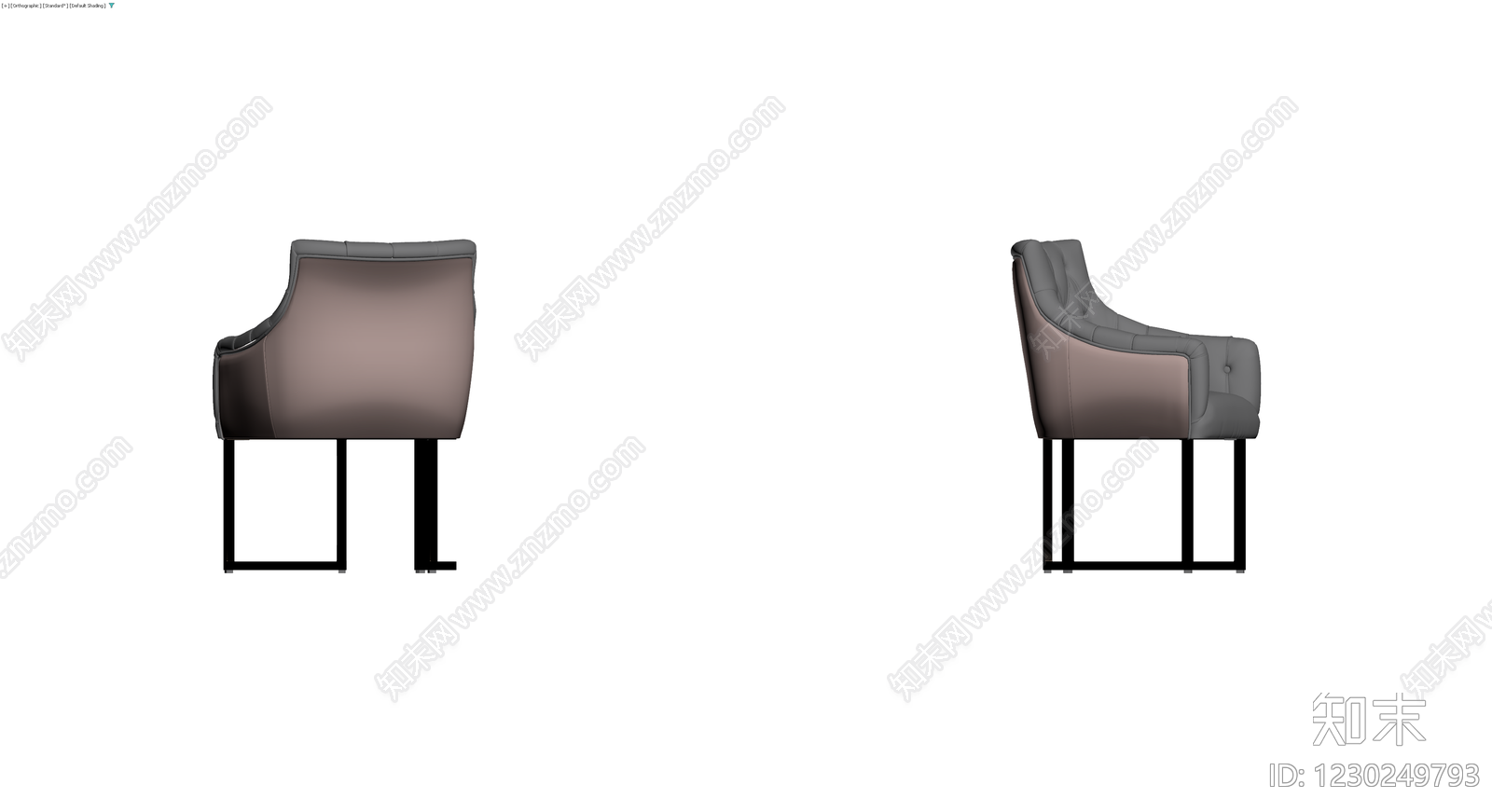灰色软包扶手椅3D模型下载【ID:1230249793】