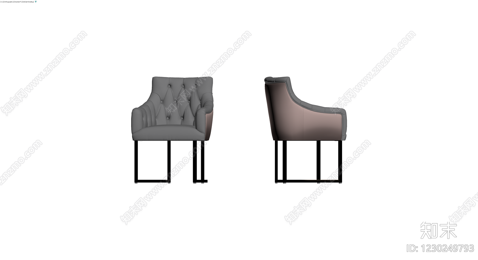 灰色软包扶手椅3D模型下载【ID:1230249793】